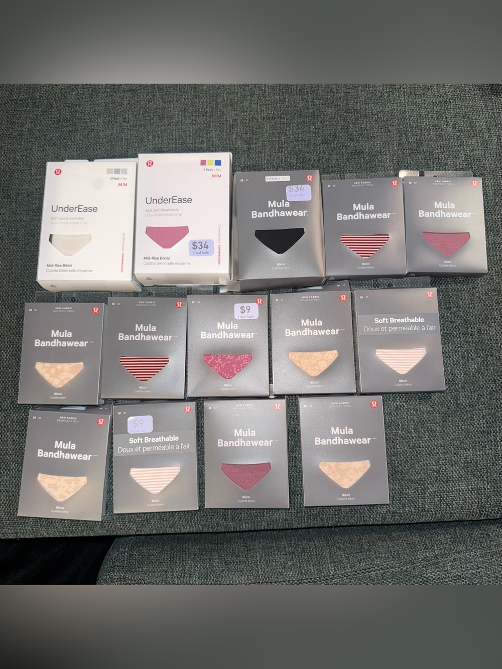 LOT OF 20 LULULEMON UNDEREASE MULA BANDHAWEAR BIKINI PANTIES NEW SIZE MEDIUM